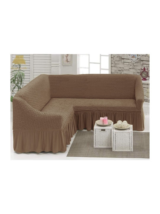 Saray Home Elastic Cover for Corner Sofa Beige 135x135cm 1pcs EKG040