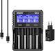 XTAR USB Charger 4 Batteries Li-ion/Ni-Cd/Ni-MH Size