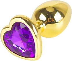 Butt Plug Πρωκτική Σφήνα S 7cm Golden Purple Heart