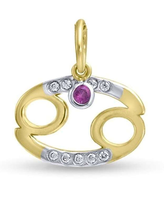 Krebs Tierkreiszeichen Charm aus 9K Gold mit Zirkon KР2961