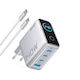 Anker Φορτιστής με Θύρα USB-A και 3 Θύρες USB-C και Καλώδιο USB-C - USB-C 140W Power Delivery Γκρι (Zolo)