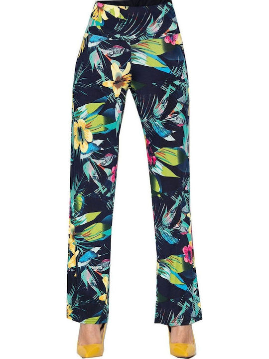 Damen Stoff Hose Blumen