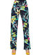 Damen Stoff Hose Blumen