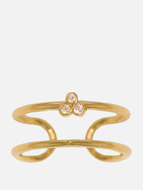 AEC Paris Damen Ring mit Zirkonia aus Stahl Vergoldet