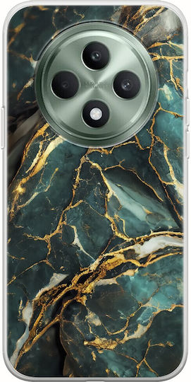 Cracked Marble Gold Teal Oppo Reno 12 Fs 5g Flexible Tpu Διάφανη Σιλικόνη