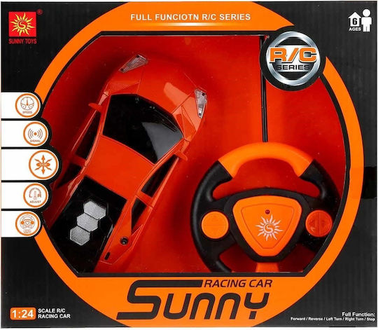 Mașină de curse RC cu LED-uri pentru copii de 6 ani și peste, scară 1:24, plastic 20x8x5 cm, portocaliu argintiu galben