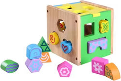 Cub educațional sortare forme și numere pentru copii 1 an+ din lemn 15x15 cm multicolor Cub educațional sortare forme și numere pentru copii 1 an+ din lemn 15x15 cm multicolor