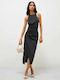 Midi Evening Satin Black Dress