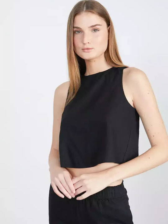 Damen Sommer Bluse Leinen Black