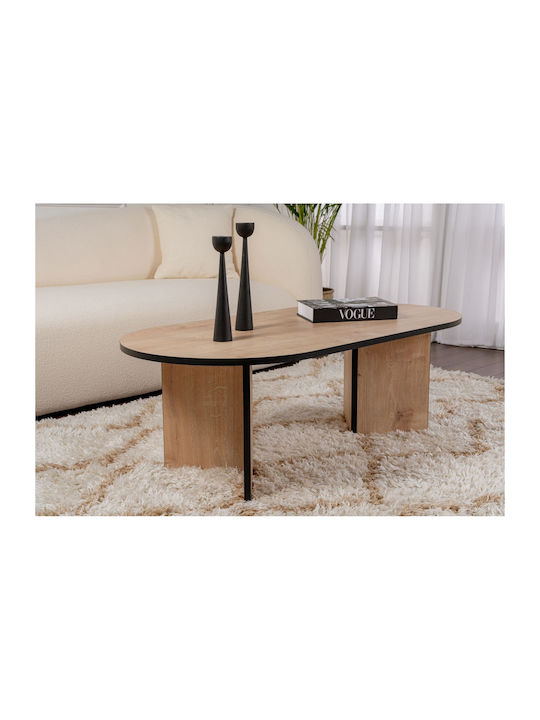 Oval Central Coffee Table Sable Wooden Oak-Blac...