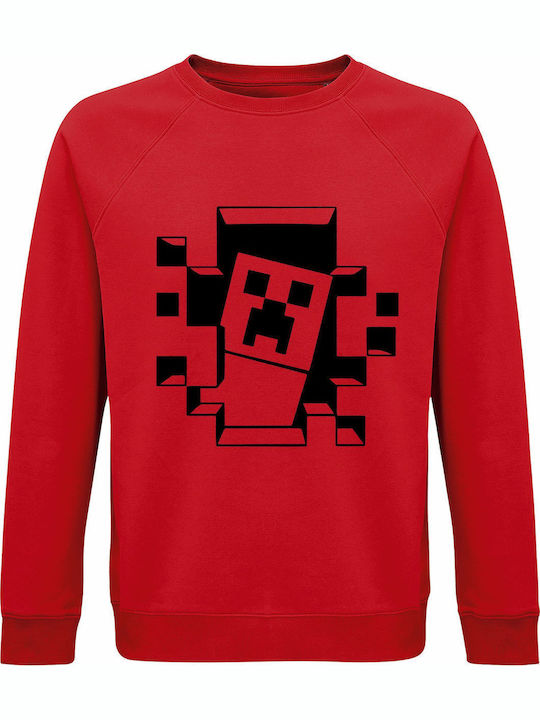 kirikoko Детски Суичър Red Minecraft Face