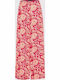 Damen Hoch tailliert Stoff Hose mit Gummizug Rot