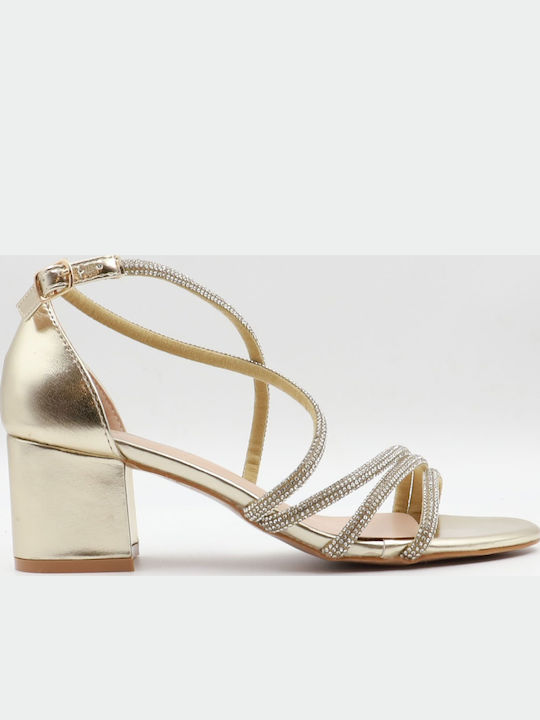 Tulipano Sandals with Strass Gold