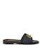 Leder Flache Sandalen für Damen in Schwarz Farbe