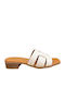 Leather Women's Flat Sandals in Beige Color