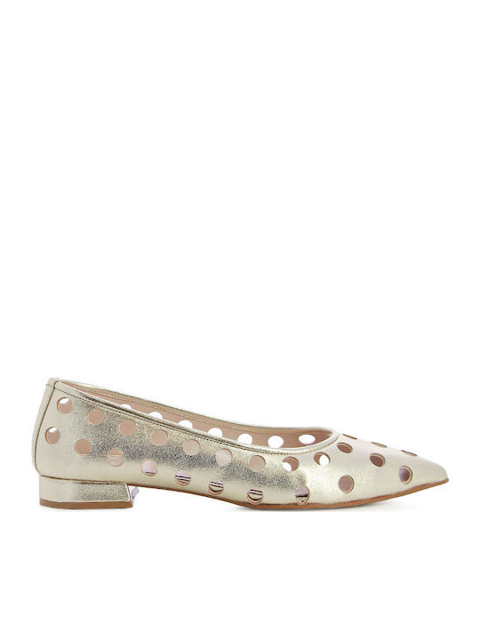Fratelli Petridi Leather Gold Low Heels