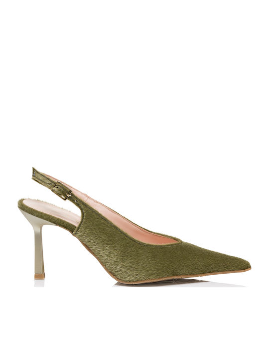 Tomas Shoes Leather Pointed Toe Green Heels wit...