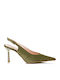 Leather Pointed Toe Heels Green