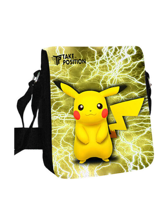 Pikachu Ανδρική Τσάντα Ώμου / Χιαστί Μαύρη