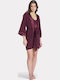Pijadore Summer Women's Satin Robe Burgundy