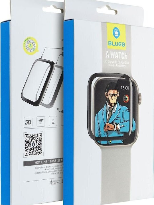 Blueo 5D Mr Monkey Sticlă Apple Watch 10 42mm Negru Rezistent HD