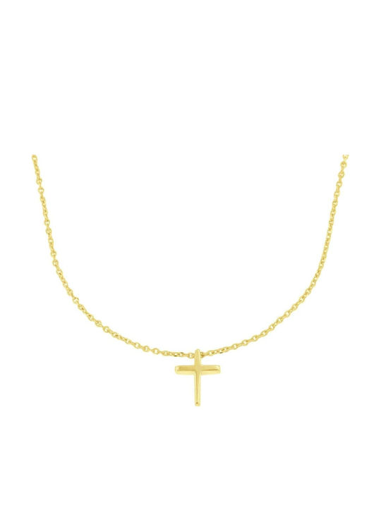 Eforo Damen Gold Kreuz 9K mit Kette