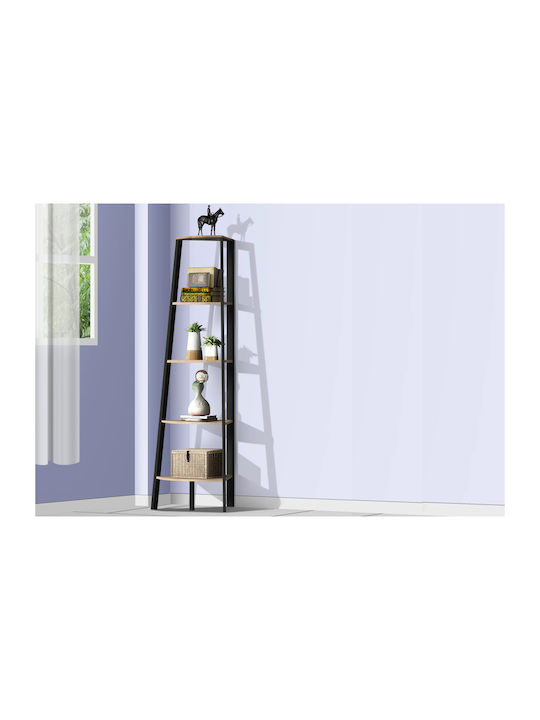 Corner Bookcase Black 53.4x37.8x160.3 cm