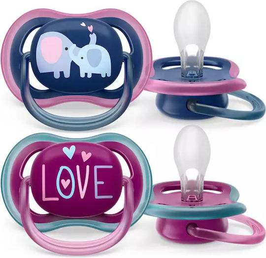 Philips Ultra Air Orthodontic Pacifiers Silicone Blue / Purple for 18+ months 2pcs