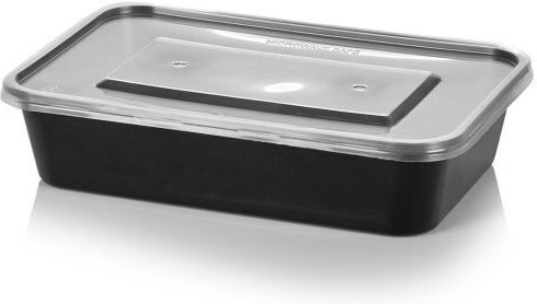 Recipient din plastic negru pentru microunde cu capac 500cc 50buc