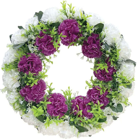 Flower Wreath Purple White Carnations Φ44cm 16/box 13-24341-3