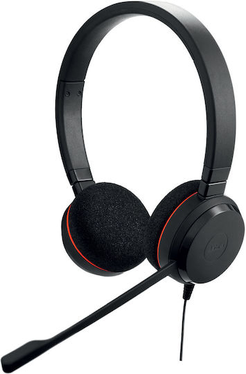 Jabra Evolve 20 Auf dem Ohr Multimedia-Headsets mit Mikrofon und Verbindung USB-A / USB-C in Schwarz Farbe