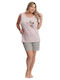 Miss Lale Sommer Damen Pyjama-Set Beige