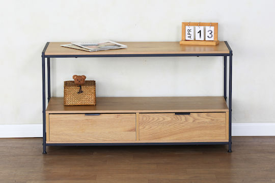 Kouros TV Stand Made of Metal and Wood Beige M100xD40xH54cm