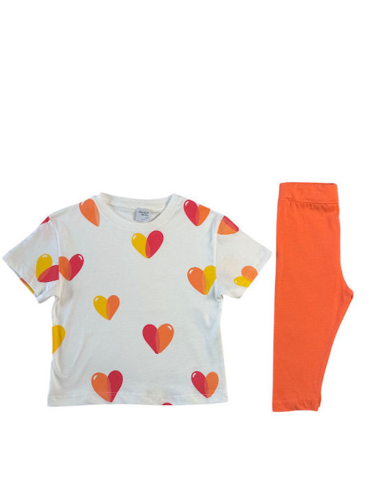 Kinder-Set mit Leggings Sommer 2Stück White-orange
