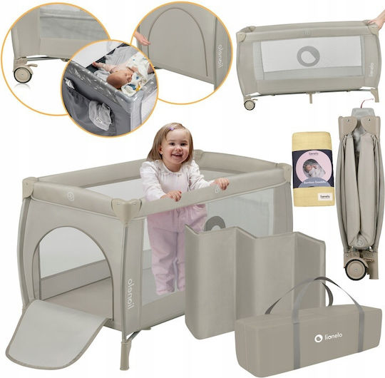 Lionelo Stefi Plus Baby Playpen 2 Levels with Mattress Beige Capuccino 60x120cm