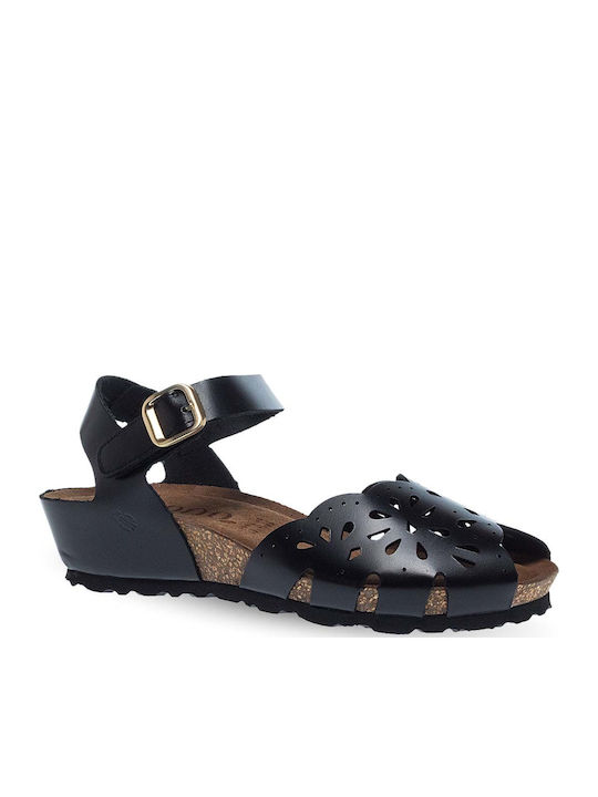 Leder Flache Sandalen für Damen in Schwarz Farbe