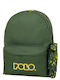 Polo Original Double Scarf Σχολική Τσάντα Πλάτης Γυμνασίου - Λυκείου Green/Yellow 27lt 2025