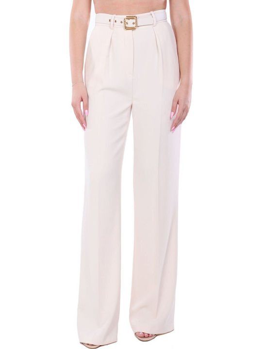 Women's Fabric Trousers Ecru