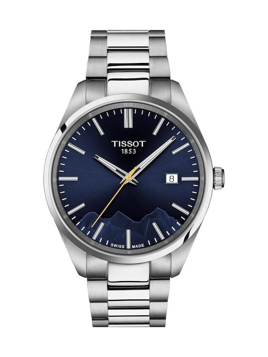 Tissot Pr 100 Ανδρικό Ρολόι Μπαταρίας με Ασημί Μεταλλικό Μπρασελέ