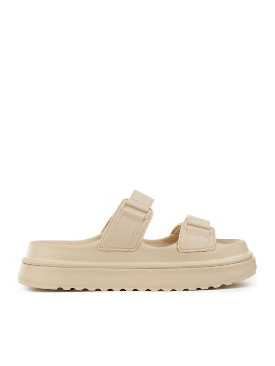 Steve Madden Γυναικεία Σανδάλια Flatforms Μπεζ