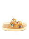 Leather Women's Flat Sandals Tabac Brown