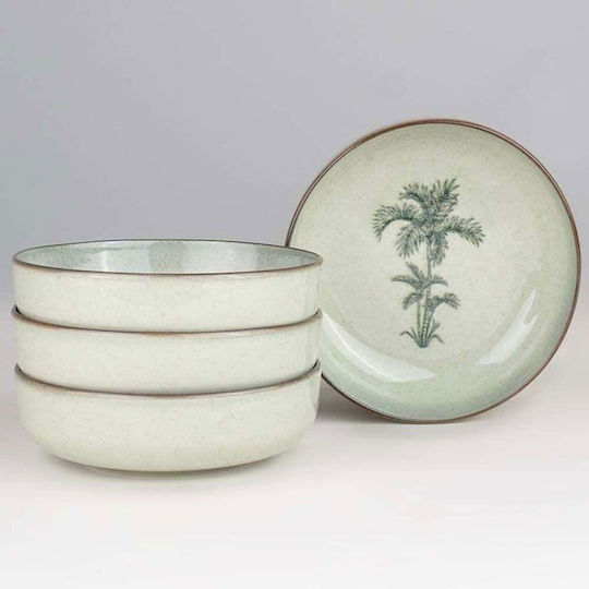 Hermia Cereal Serving Bowl Round Made of Porcelain Green 4pcs 8684283683949