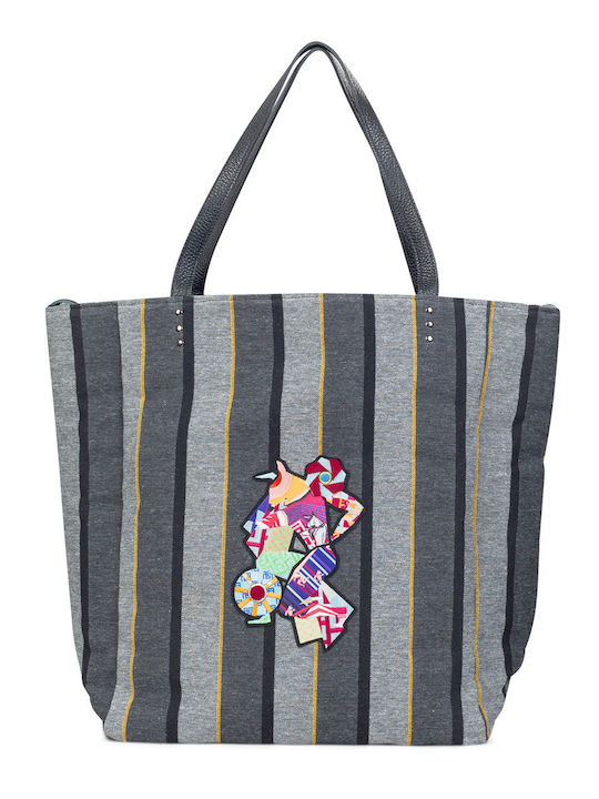 Пазарска чанта за жени Ames Bags сиви 888 Nostos Stripes 3dmino 252