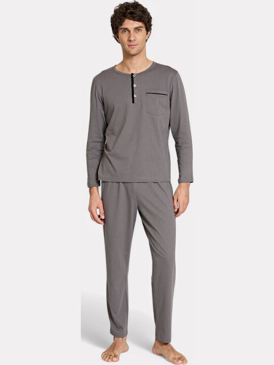 Pijadore Herren Pyjama Grau – Langarm Pjdr1814-2-grau
