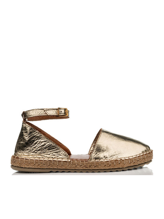 Women's Leather Espadrilles Gold