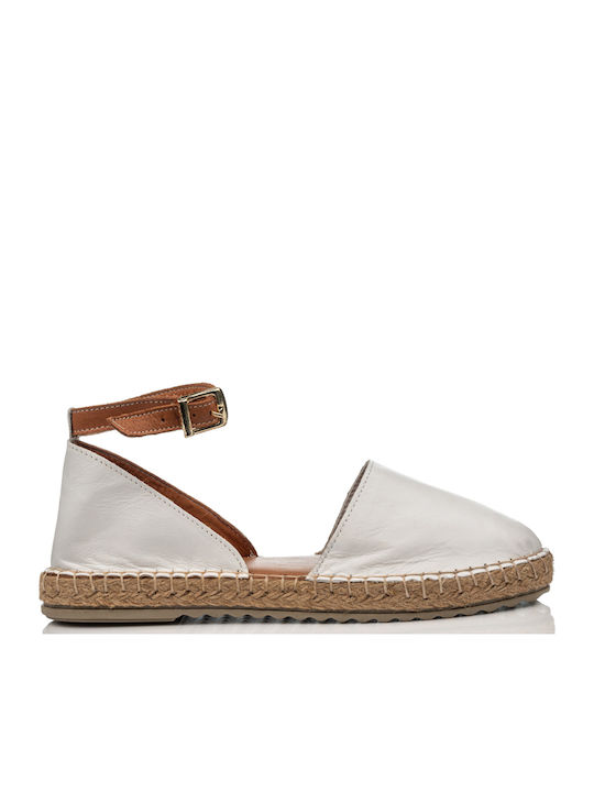Mago Shoes Women's Leather Espadrilles White