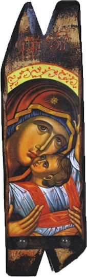 Icoană din lemn cu Fecioara Maria și Iisus Hristos N14 40x12cm