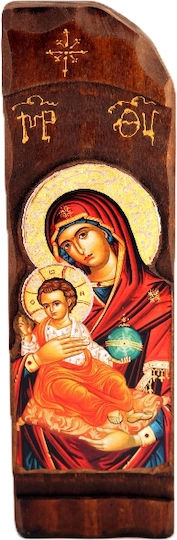 Icoană din lemn cu Fecioara Maria și Iisus Hristos N10 40x12cm
