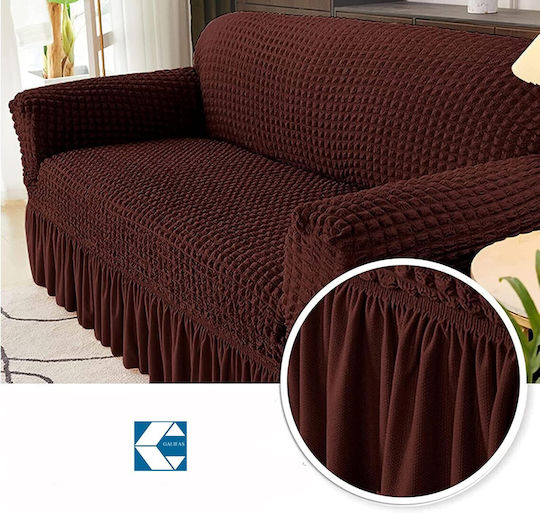 Еластичен калъф за двуместен диван кафяв Galifas 925675 Galifas