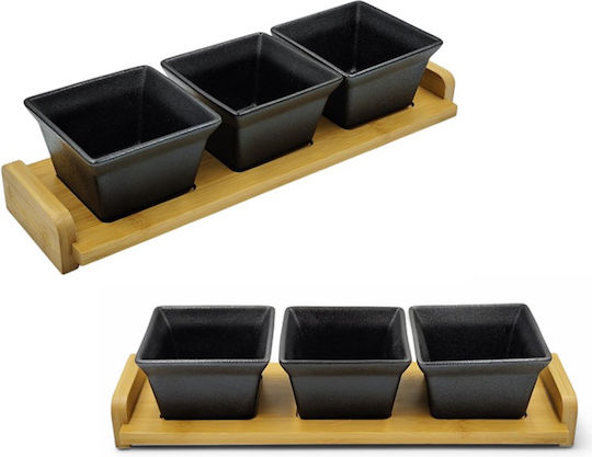 Galifas Wooden Dessert Divided Serving Tray Black 4pcs